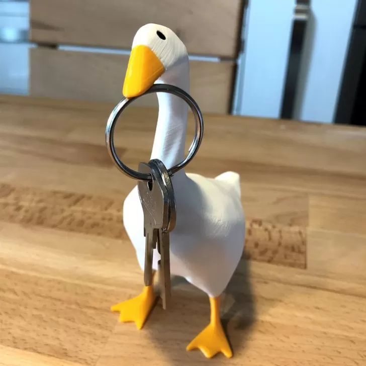 Portachiavi papera stampata in 3D con chiavi
